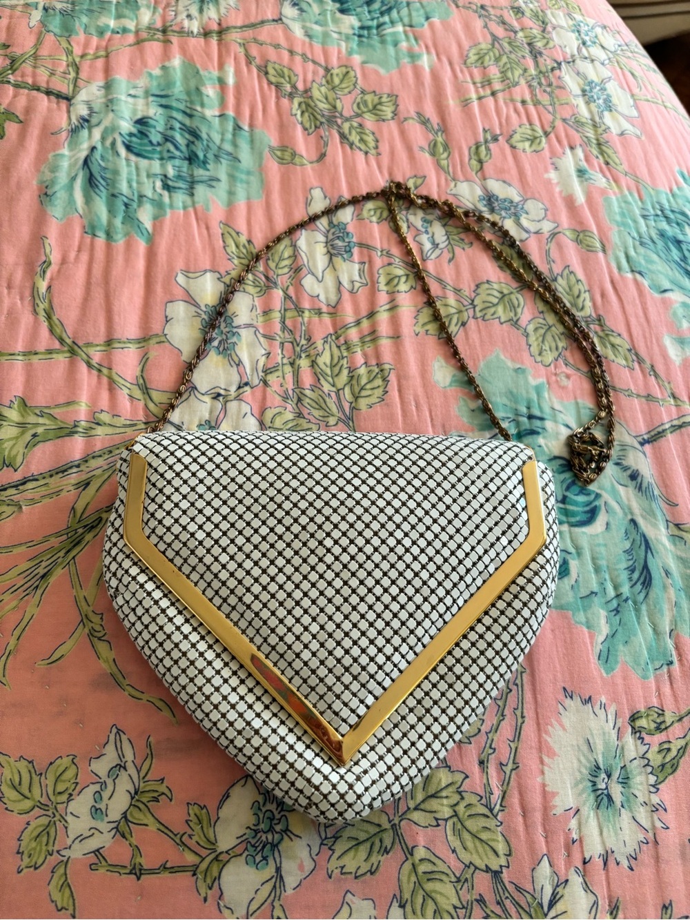 Vintage 1980s Metal Mesh New Wave Triangular Evening Bag